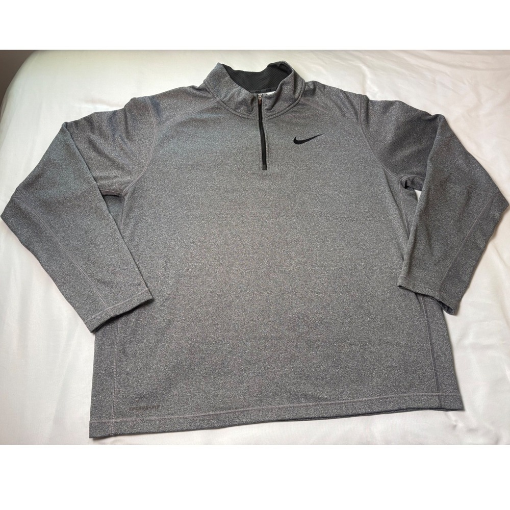 Nike Therma-FIT Quarter Zip Pullover Mens 2XL Gray Excellent Heathered Fleece